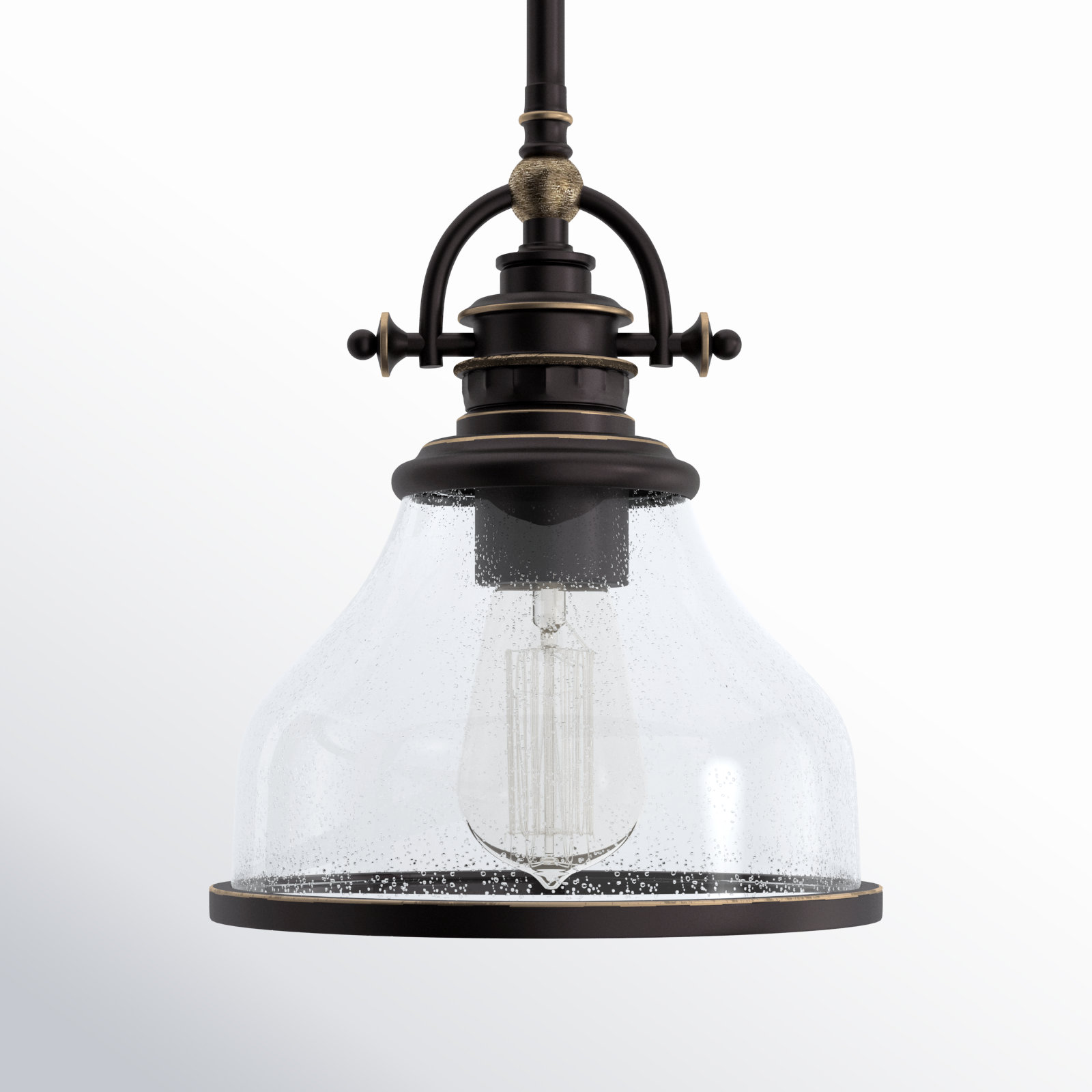 Maybery 1 - Light Single Dome Pendant, Palladian Bronze, 9.5" H x 8" W x 8" D, Clear Seedy Glass