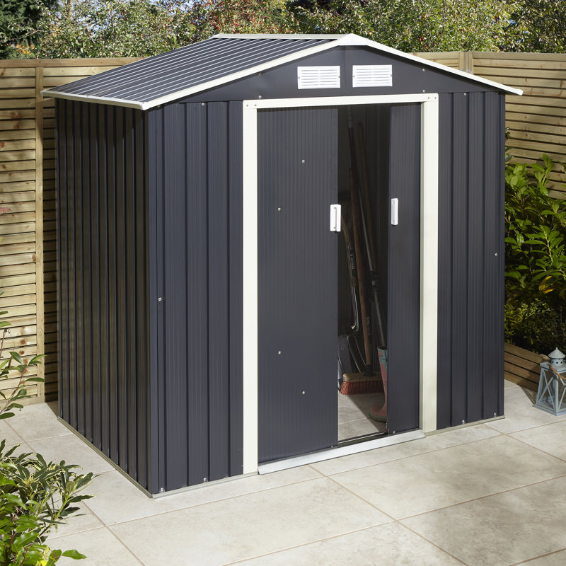 Trentvale 6X4 Metal Apex Shed Dark Grey, Dark Grey