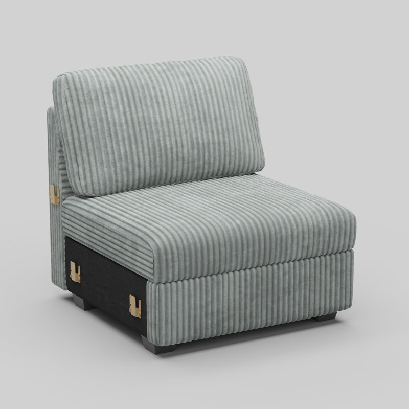 Canapé modulaire en velours côtelé Bianca, Velours côtelé gris pâle