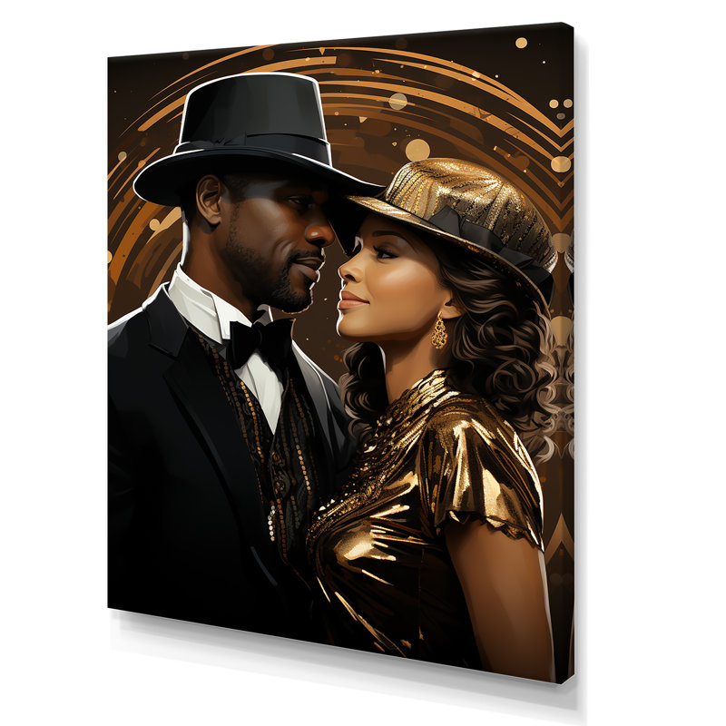 Harlem Dynamic Jazz African American Couple I - Harlem Renaissance, art mural, H 44 po x l 34 po x P 1,5 po, Toile tendue