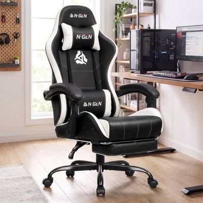 Fauteuil de jeu et de course inclinable et réglable en similicuir N-Gen