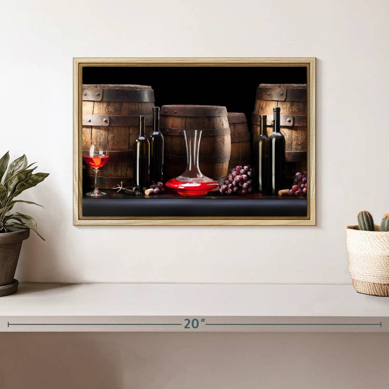 Réserve de vin, 13 po x 9 po, Cadre flottant en bois naturel