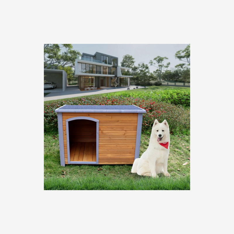 Niche pour chien d'extérieur et d'intérieur en bois pour l'hiver avec pattes surélevées pour chien de grande taille