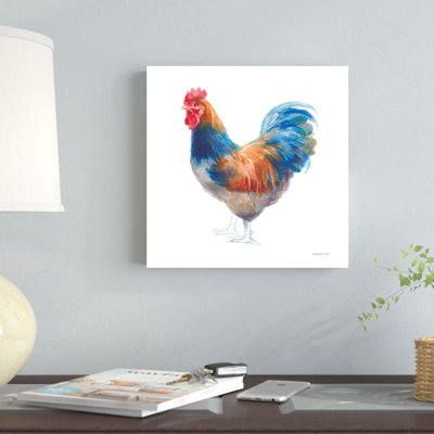 Poule sur blanc par Danhui Nai, reproduction d'art sur toile tendue