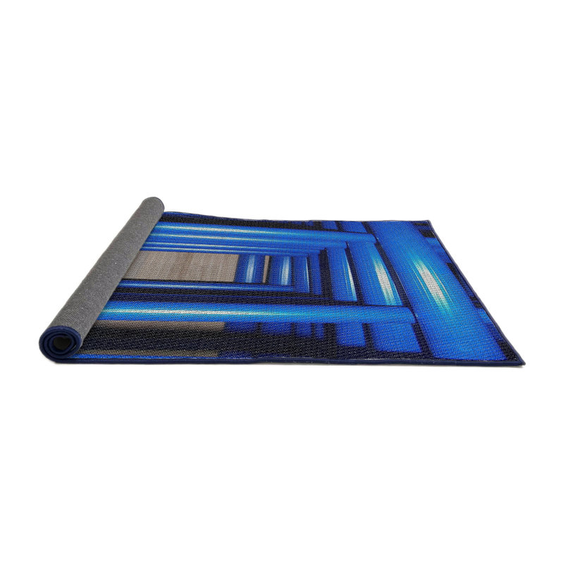 Tapis de zone bleue à motifs, Rond 7 pi