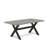 9 Piece Dining Room Set Includes a Rectangle Kitchen Table with X-Legs and 8 Dark Gotham Linen Fabric Parsons Dining Chairs, Wire brushed Black-1755619390