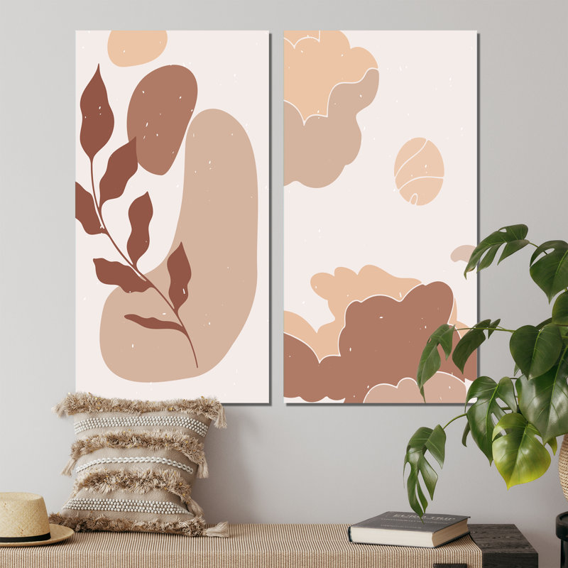 «Retro Abstract Colorful Landscape Design IV», ensemble de 2 impressions, Toile tendue, H 20 po x l 24 po x P 1 po