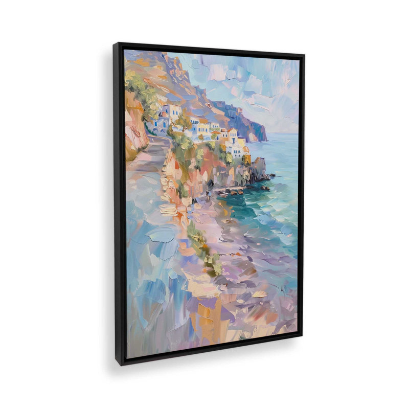 Côte pastel Amalfi I, H 19 po x l 13 po, Cadre flottant, Noir satiné