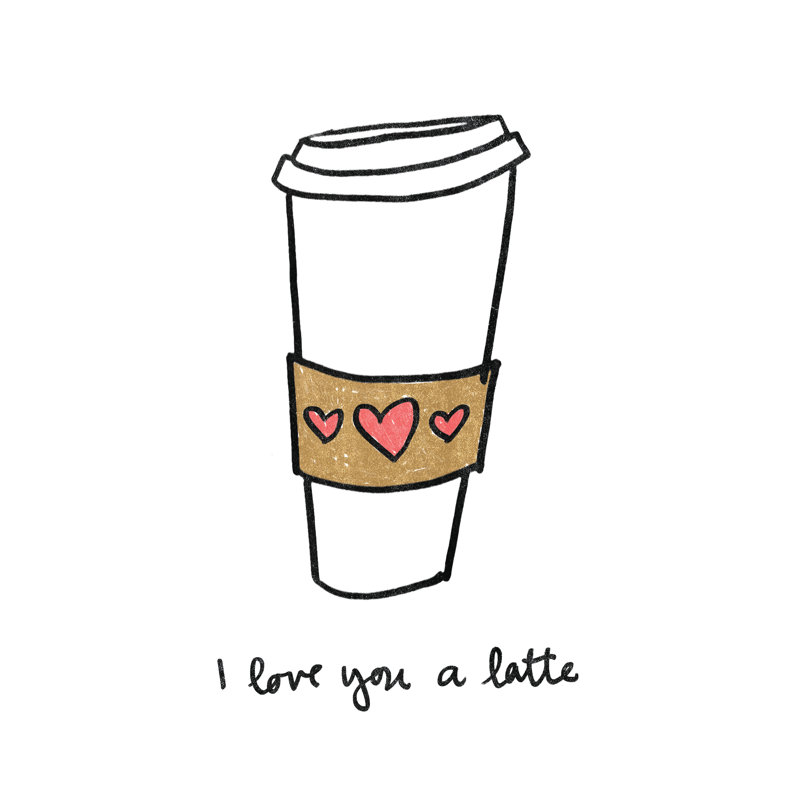 Love You a Latte - Painting Print, 122 cm H x 81 cm W , Black Floater Framed