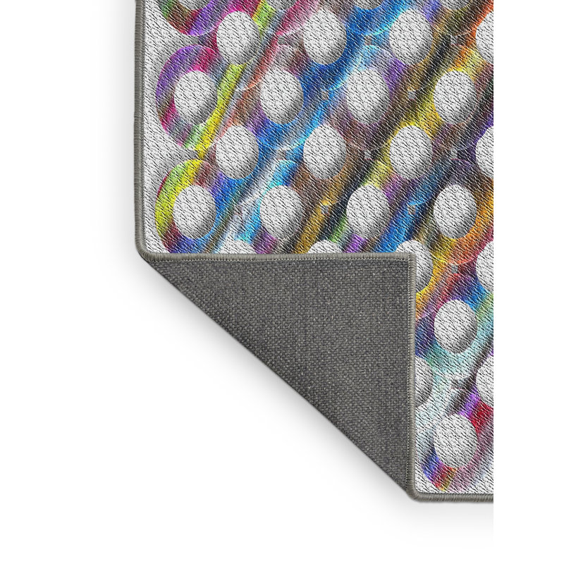 Géométrique vert/rouge/bleu ciel Tapis décoratif, Rectangle 5 pi x 7 pi