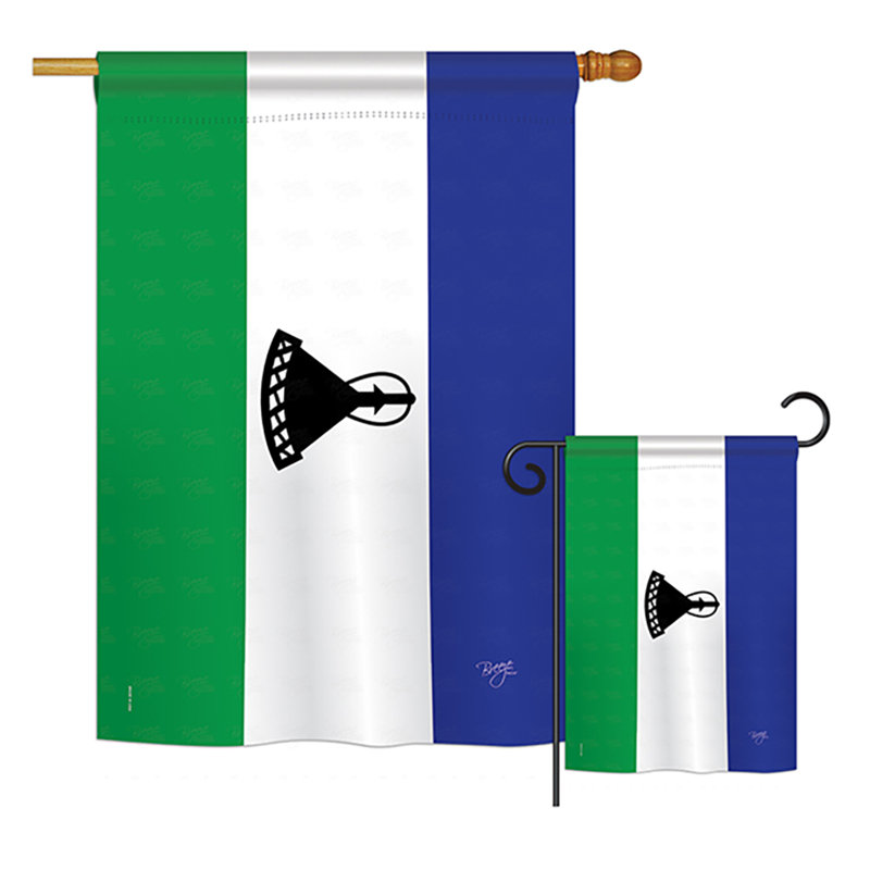 « lesotho of the world », drapeau de polyester vertical décoratif à 2 côtés