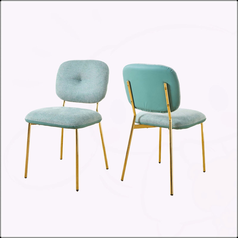 Ensemble de 2 chaises de salle à manger modernes, Vert, Or