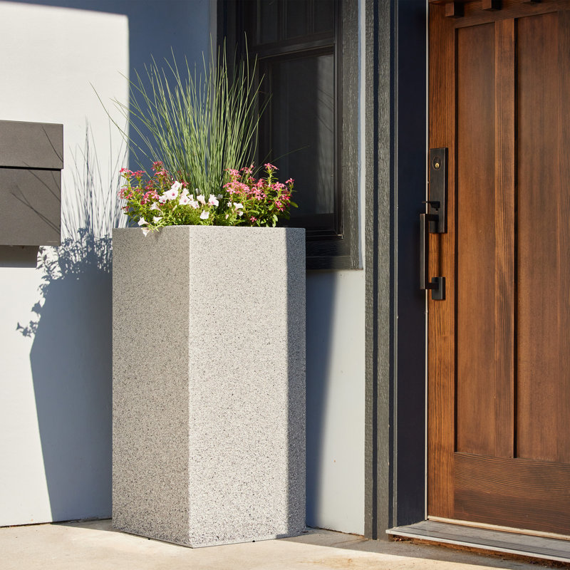 Kensington Tall Planter, Gray Granite