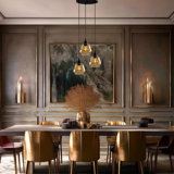 Adjustable Height 3-Lights Metal Body Cluster Pendant With Glass Cap