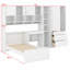 Lit plateforme polyvalent en bois avec bureau, garde-robe, armoires et tablettes de présentation-1537620260