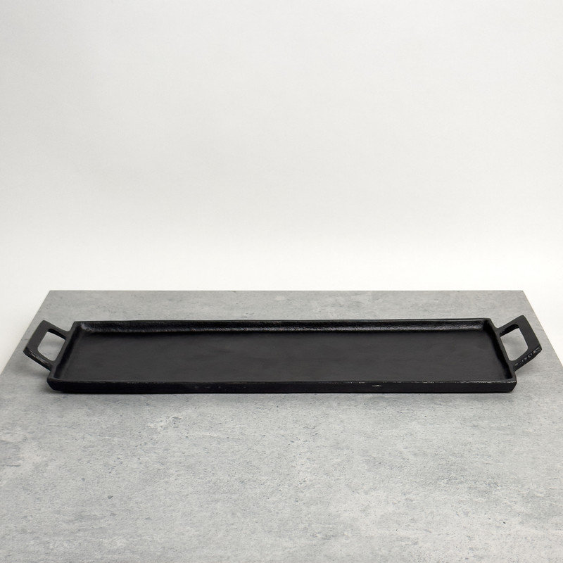 Textured Black Aluminum Rectangular Tray with Handles