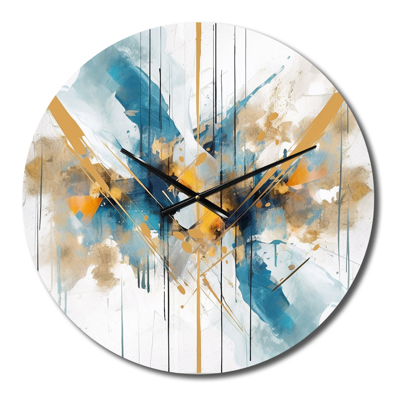 Horloge murale sarcelle et or Elegance, Petit