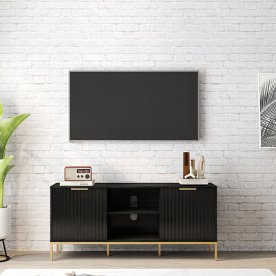 Meuble télé moderne avec portes ondulées et charnières à fermeture en douceur pour le salon