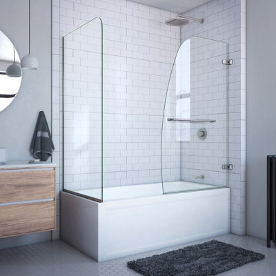 Aqua Uno 56" W x 58" H Hinged Semi-Frameless Tub Door