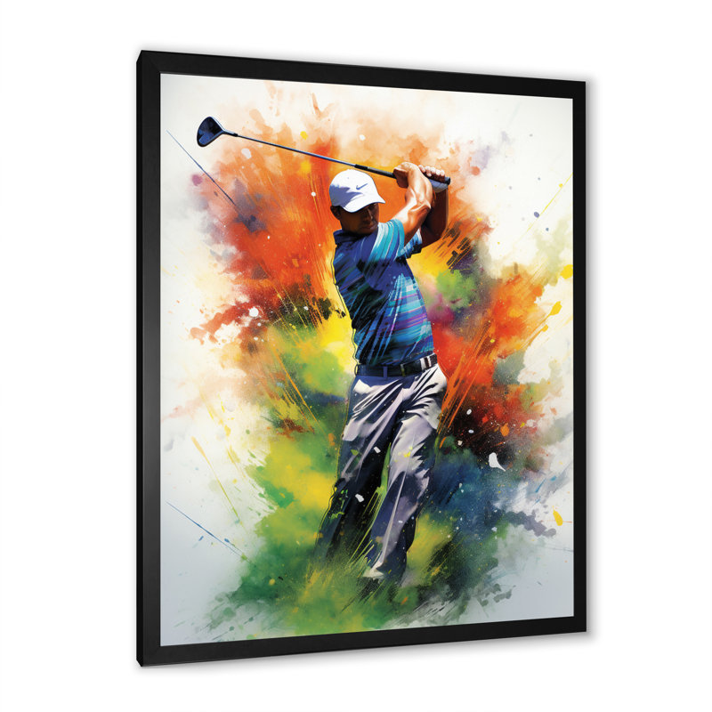 Konan Golf Dynamic Drives I - Art mural golf, H 32 po x l 24 po x P 1 po, Cadre photo noir