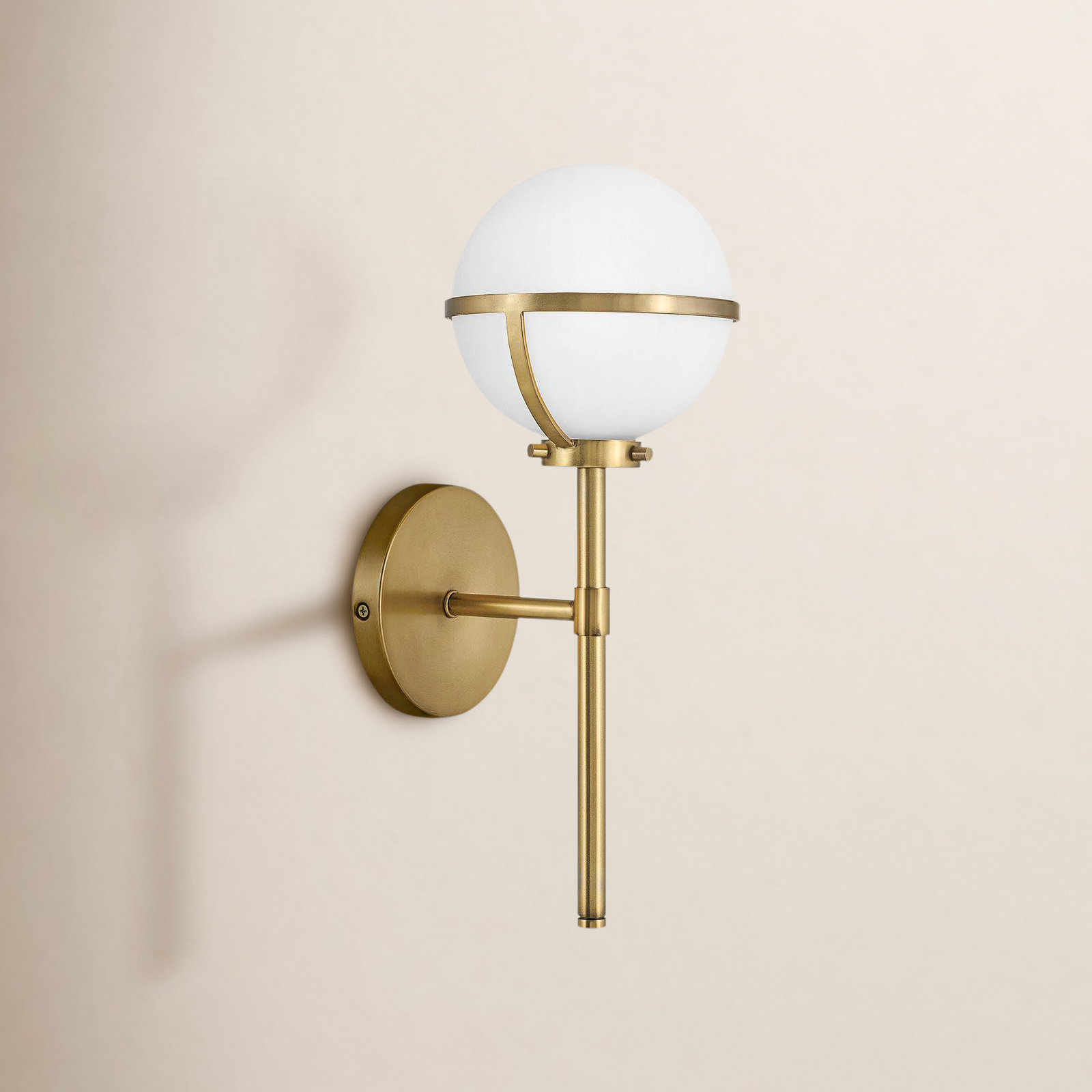 Adneta Single Light Glass Dimmable Wallchiere, Heritage Brass