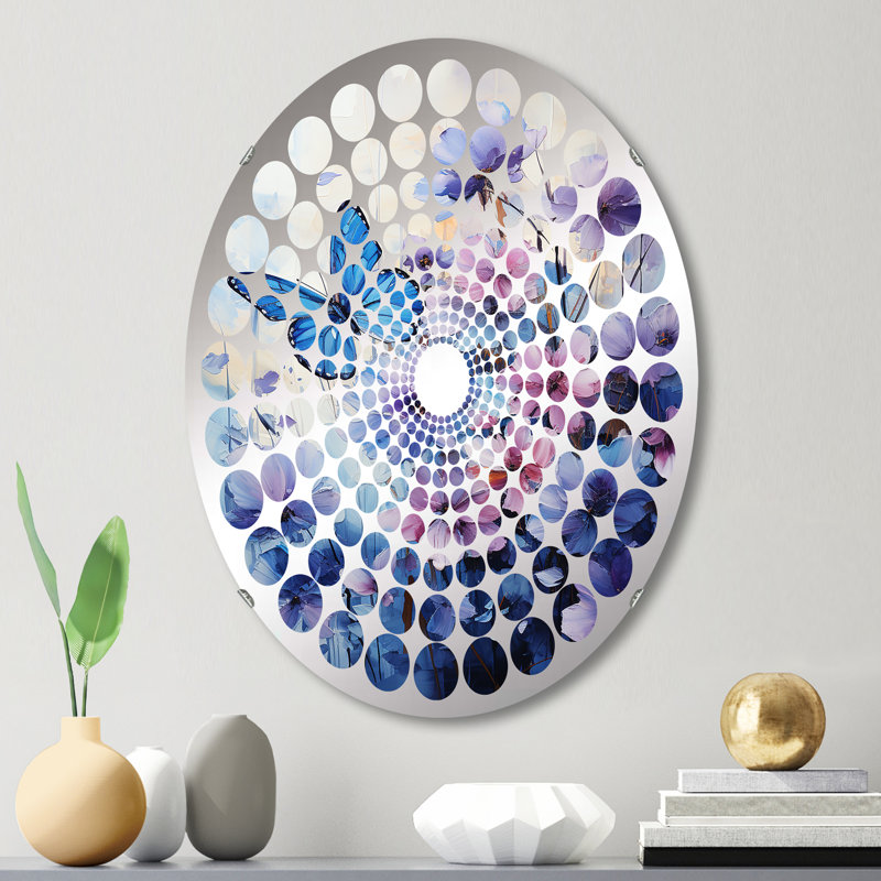 Miroir décoratif à points radiaux saphir capturant le vol délicat MIR107681 O, L 20 po x H 30 po