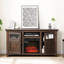 Meuble télé, l 59,13 po, foyer 18 po, 2 portes, 6 passe-câbles, pour 65 po, foyer encastré, découpes, compartiments de rangement