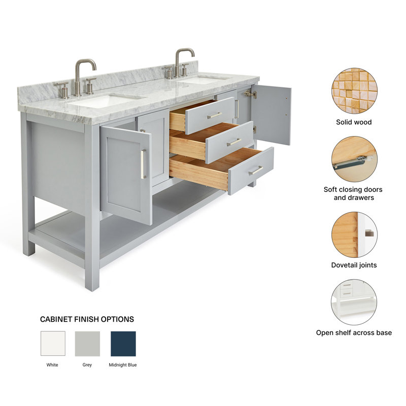 Magnolia Bath Vanity Rectangular Basin S073DCWRV, Gray, Rectangular