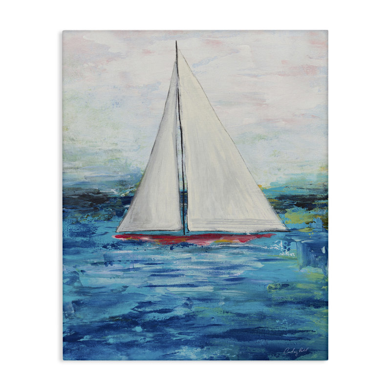 Art mural sur toile "Bateau à voile" par Courtney Prahl, H 40 po x l 30 po