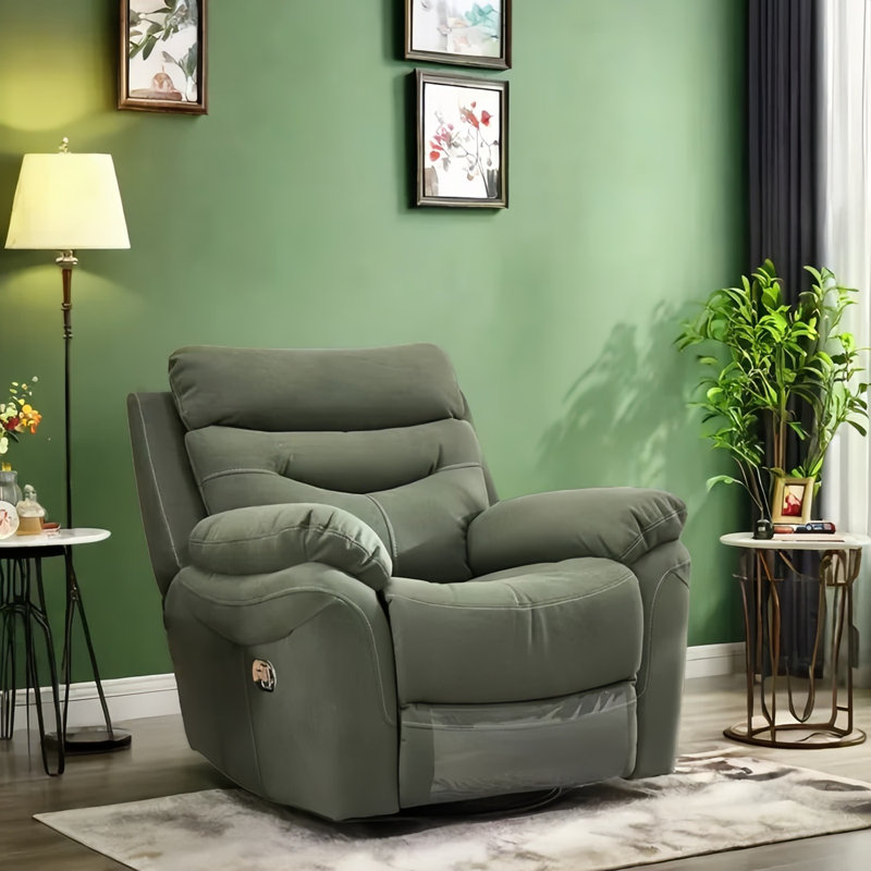 Quality fashion sofa swivel lazy home recliner, Green Faux Leather