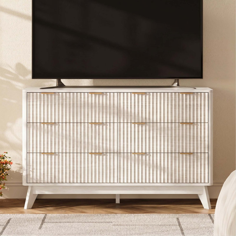 Commode à 6 tiroirs Donati, commode en bois l 47,2 po, Blanc