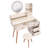 Fashionable Makeup Vanity With Cushioned Seat & Drawers - ,  L31.5"-43.2"X W15.8" X H48.1" 5 Led Mirror , Adjustable Length