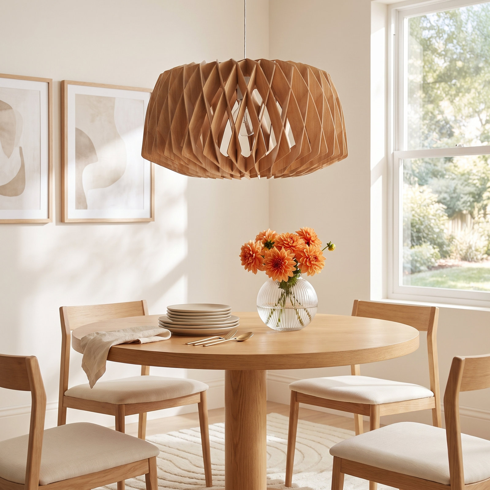 Gwyn Single Light Wood Dimmable Pendant