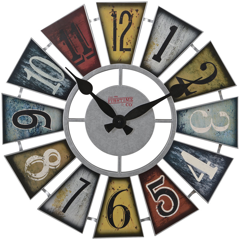Multicolor Numeral Windmill 24" Farmhouse Wall Clock