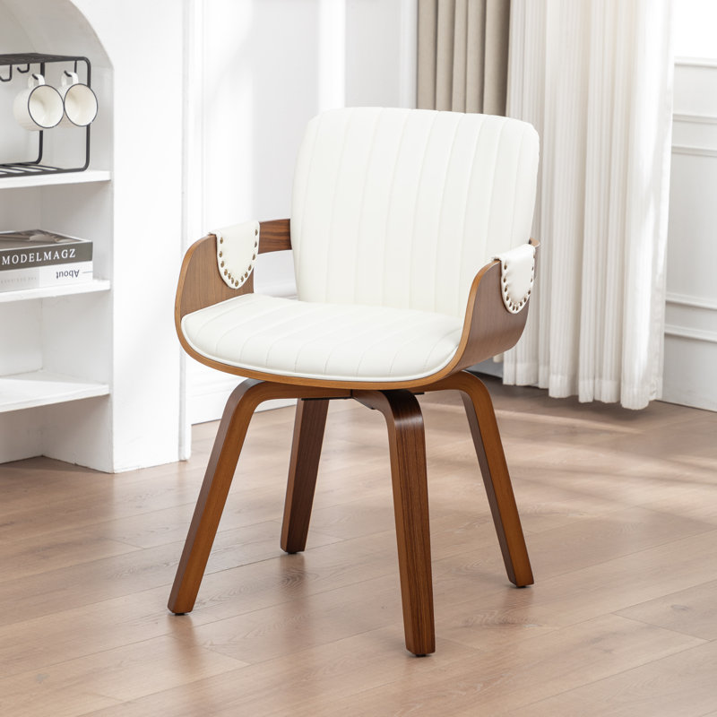 Dundrod Faux Leather Upholstered Swivel Dining Armchair, White
