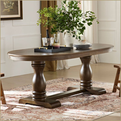 Extendable Oval Wooden Dining Table