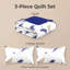 Ensemble de couette réversible 3 pièces en microfibre bleu marine et or à plumes avec 2 taies d'oreiller-129228335