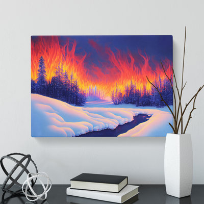 XXX-H1022-WF-10182X Winter Forest Flames - Wrapped Canvas Print