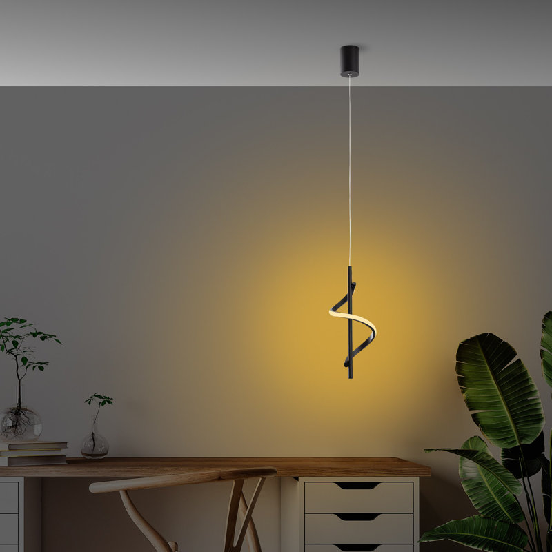 Modern Black Metal Chandelier, 6.3 x 19.7 - 39.4 inches Adjustable Height | Solid Color Design, LED 11W 3000K, IP20 Rated | Perfect for Dining Room, Living Room & Entryway, Elegant & Contemporary Lighting Fixture