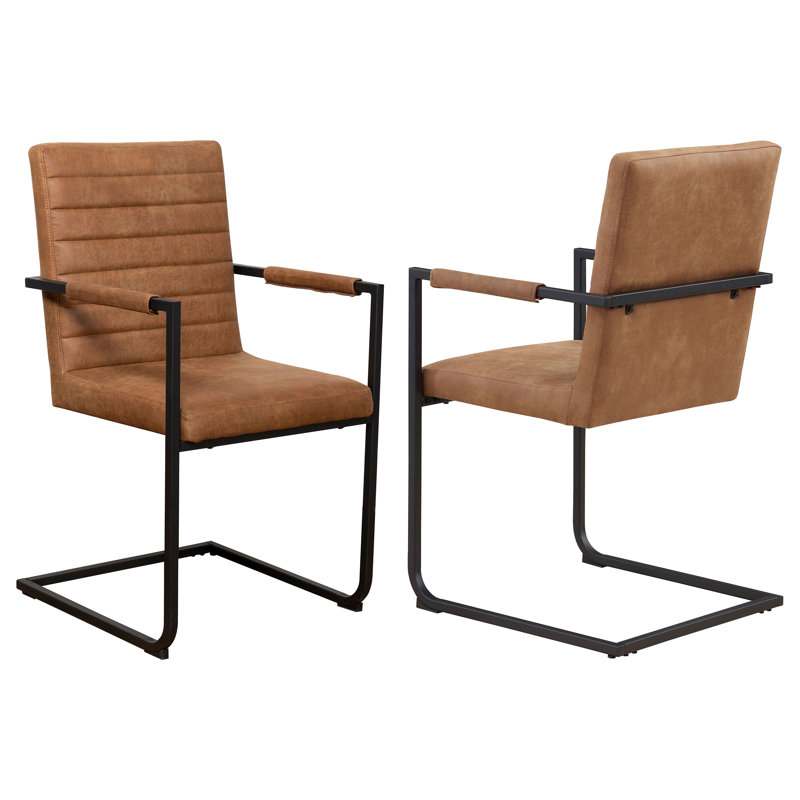 Chaise avec accoudoirs touffetée brune Tapsam