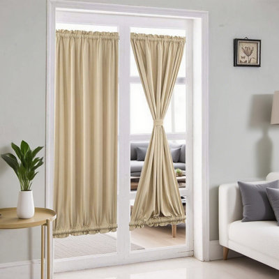 Panneau de rideau occultant avec passe-tringle à 1 panneau pour l'intimité - Rideaux occultant et isolant pour salle de bain de 52 po x 72 po - Beige