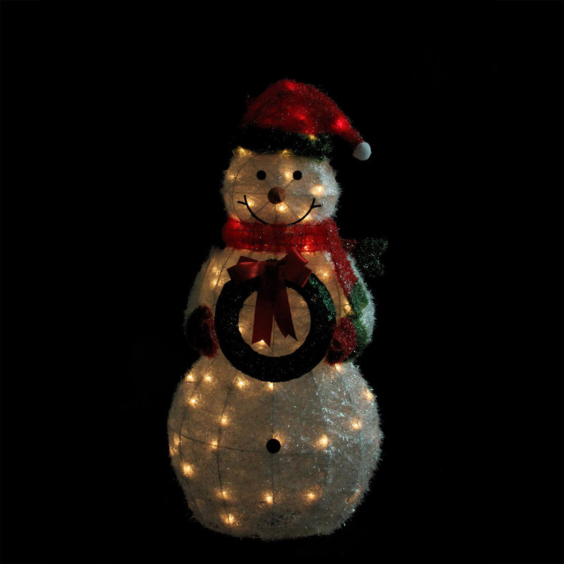 Décoration de Noël d'extérieur 38 po avec guirlande lumineuse blanche et rouge 38 po