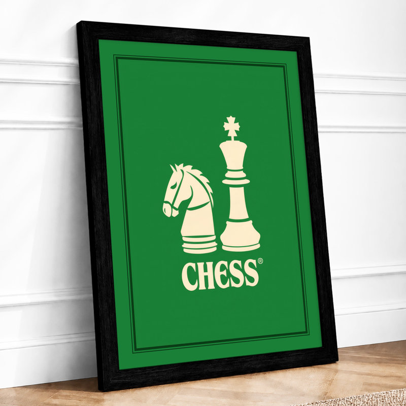 Chess in Green Geometric - Framed Print, A1 - 84.1 x 59.4 cm, Black