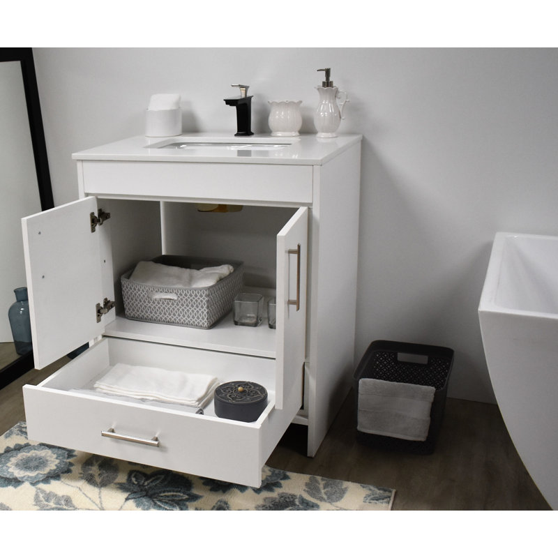 Ensemble de meuble-lavabo simple 30 po Annily, Blanc, Brillant