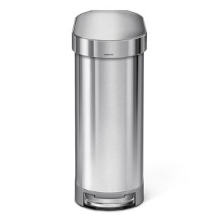 Simplehuman 45 L / 12 Gallon Slim Hands-Free Kitchen Step Trash Can with Liner Rim, Stainless Steel