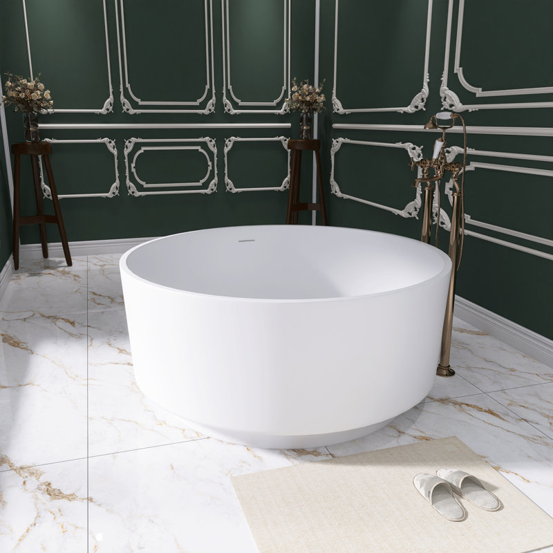49.2'' x 49.2'' Freestanding Soaking Solid Surface Bathtub