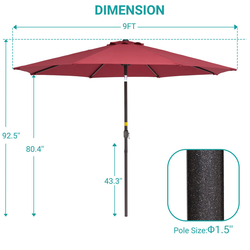 Bevers 108'' Tilt Market Umbrella, Red