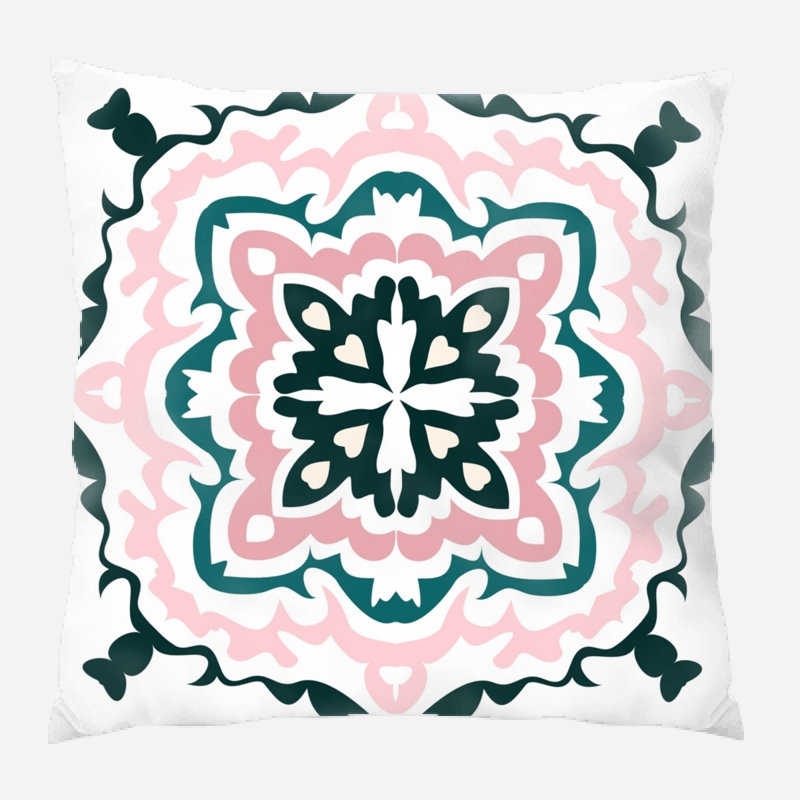 Flourish Geometric Microsuede Reversible Throw Pillow
