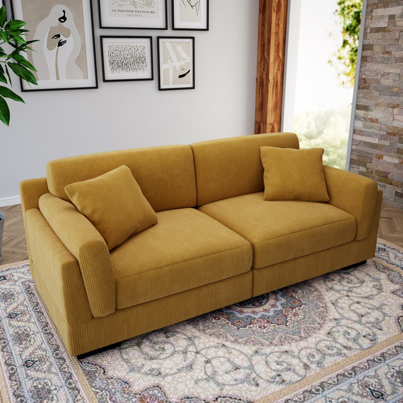 Ainara 230Cm Square Arms Sofa, Orange