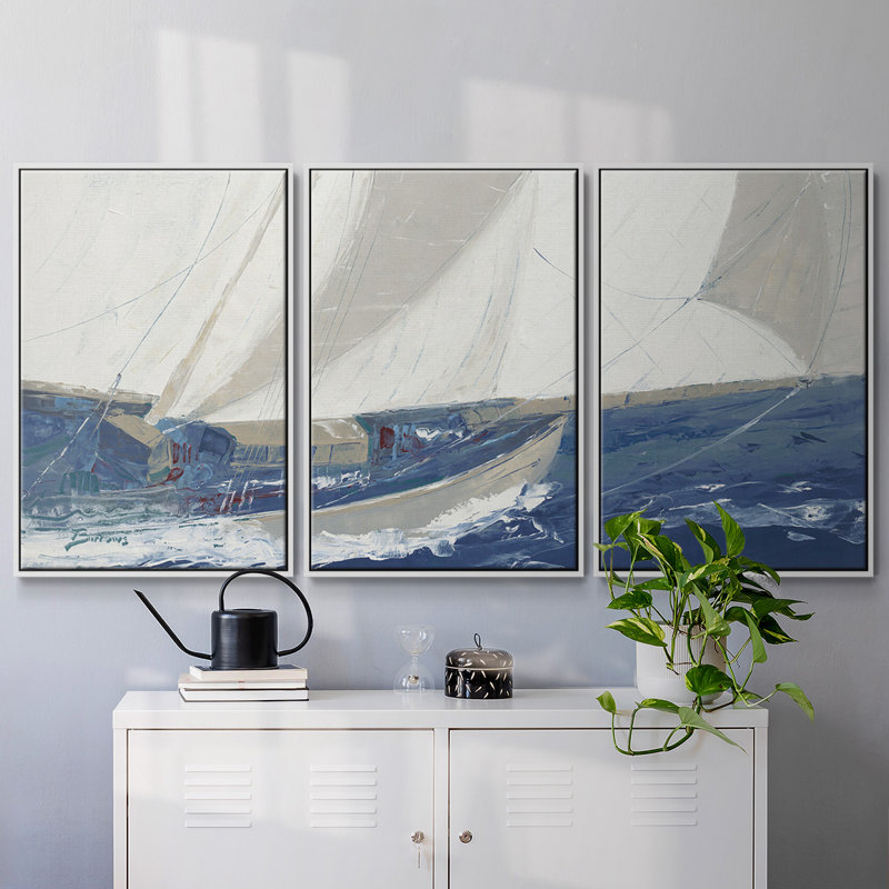 Port to port, reproduction sur toile 3 pièces, Blanc, H 24 po x l 48 po x P 2 po